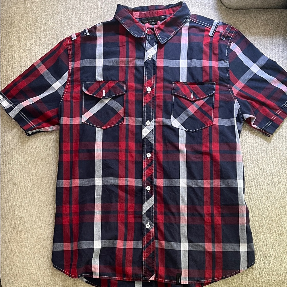 ❤️‍🔥 3 for $25 (bundle) Men's Red and Black Plaid Button-Down Shirt